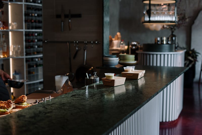 Inside Church's Chicken restaurant, warm dining atmosphere